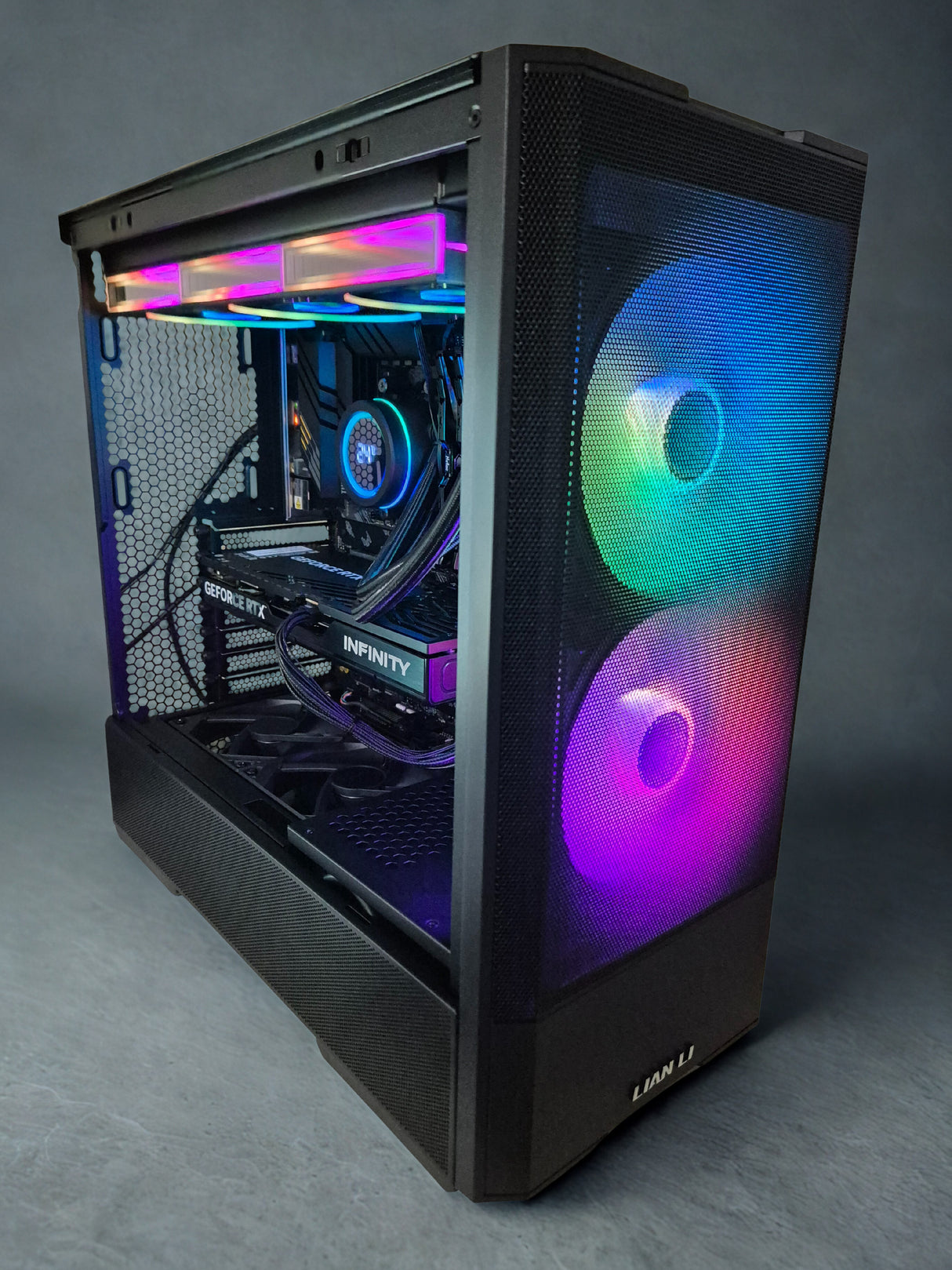 Gaming PC with RGB Lights in a grey background