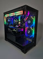 Gaming PC with RGB lights with a studio background