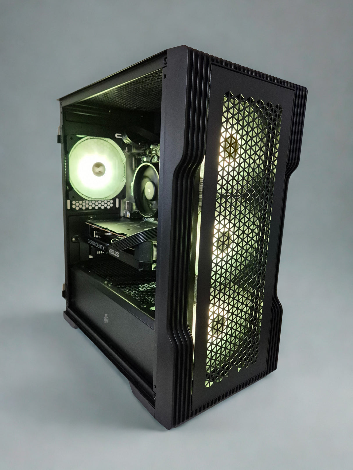 Gaming PC with RGB Lights with a studio background
