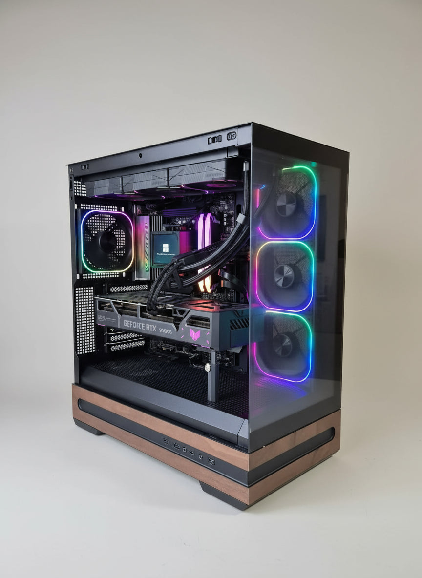 gaming pc in a studio background