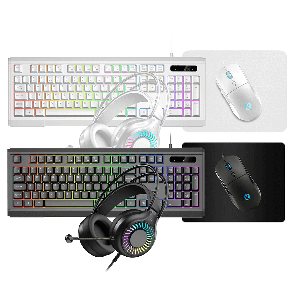 VIDA GAMER BLK/WHT 4IN1 USB KB MS HS KIT Keyboard Mouse Included Gaming QWERTY UK English