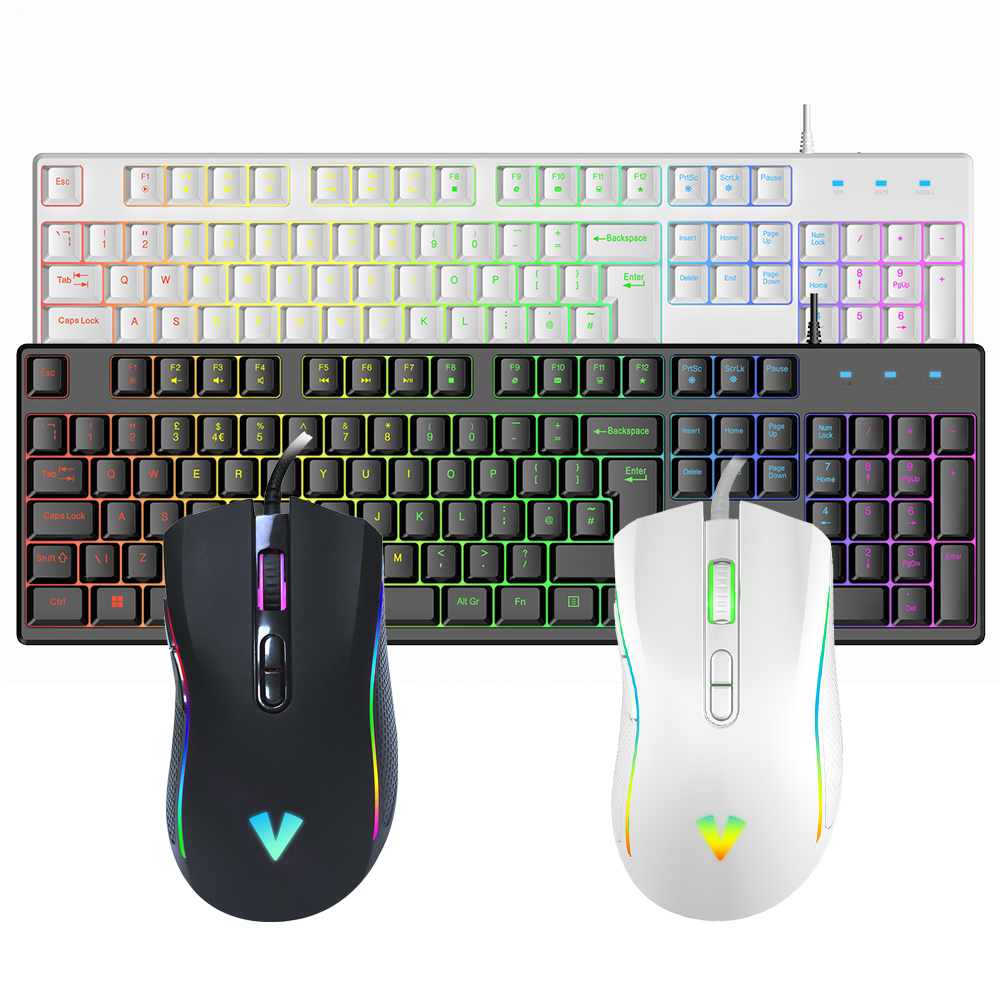 VIDA REBEL 2IN1 BLACK/WHITE USB DESK KIT Keyboard Mouse Included Gaming QWERTY UK English