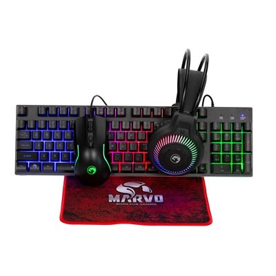 Marvo Scorpion CM416 Loot 40 4 - in - 1 Gaming Bundle, Wired Keyboard, Mouse, Headset and Mouse Pad, UK Layout - ApexPCs