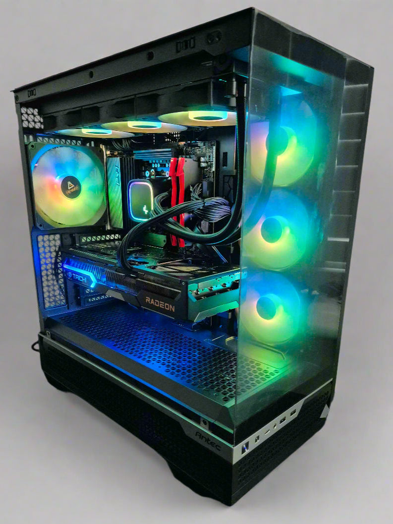 GAMING PC IN A BLACK CASE WITH RGB LIGHTS