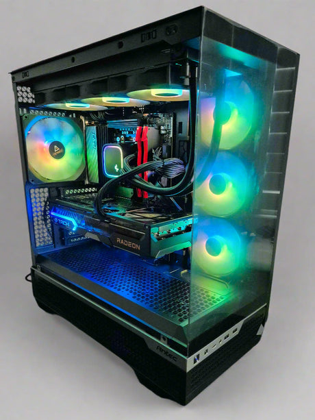 GAMING PC IN A BLACK CASE WITH RGB LIGHTS
