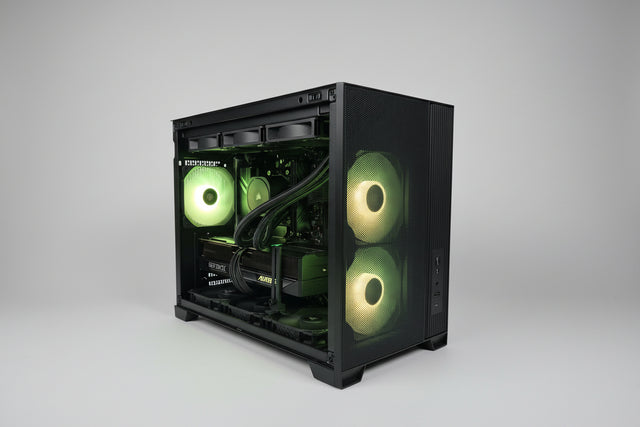Gaming PC in a black case with RGB Lights