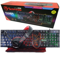 Marvo Scorpion CM416 Loot 40 4-in-1 Gaming Bundle, Wired Keyboard, Mouse, Headset and Mouse Pad, UK Layout